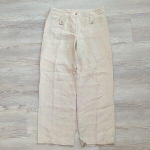Charter Club 10 100% linen pants button and zip closure tan beige thick full len